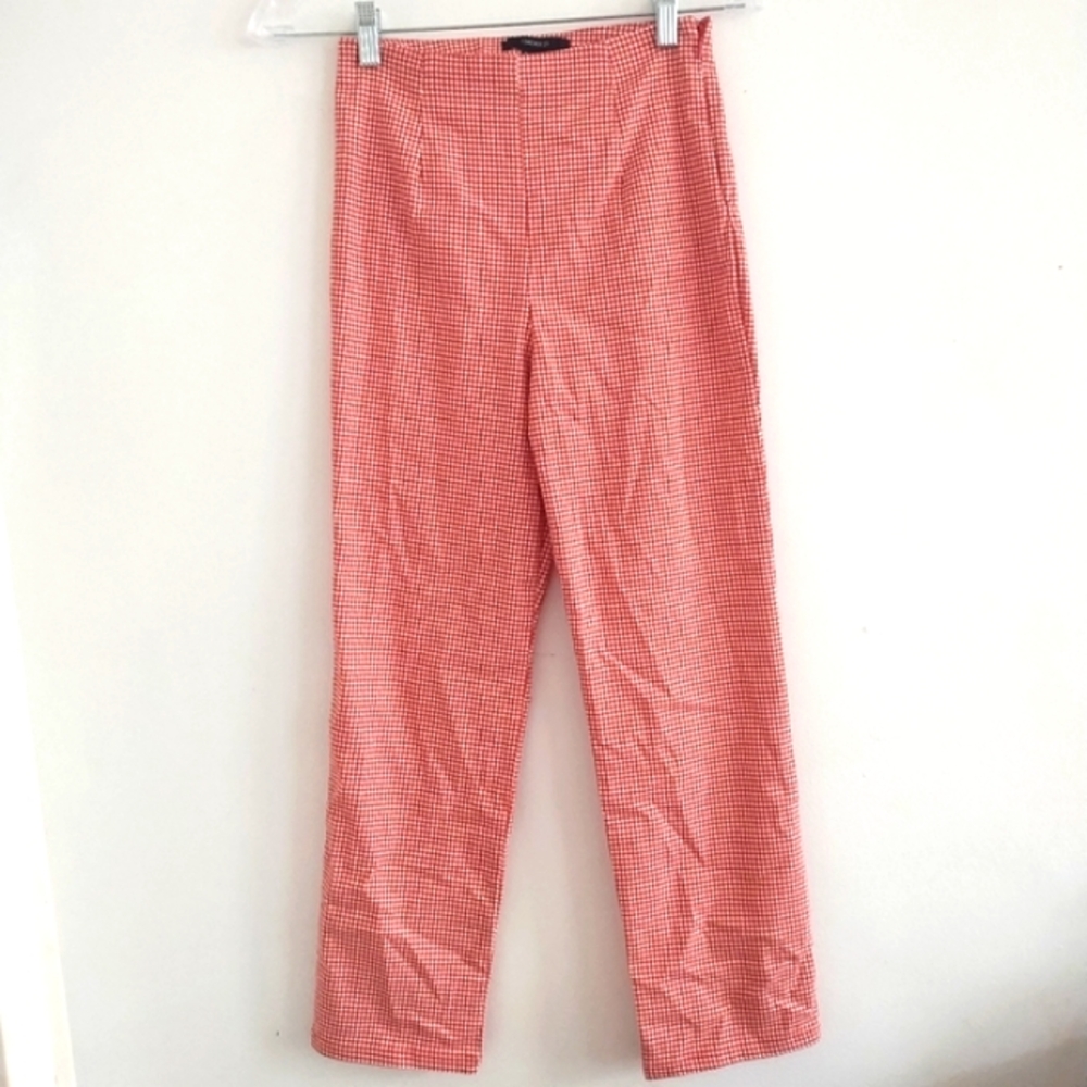 NWT Forever 21 Woven Red Plaid High Waisted Pants